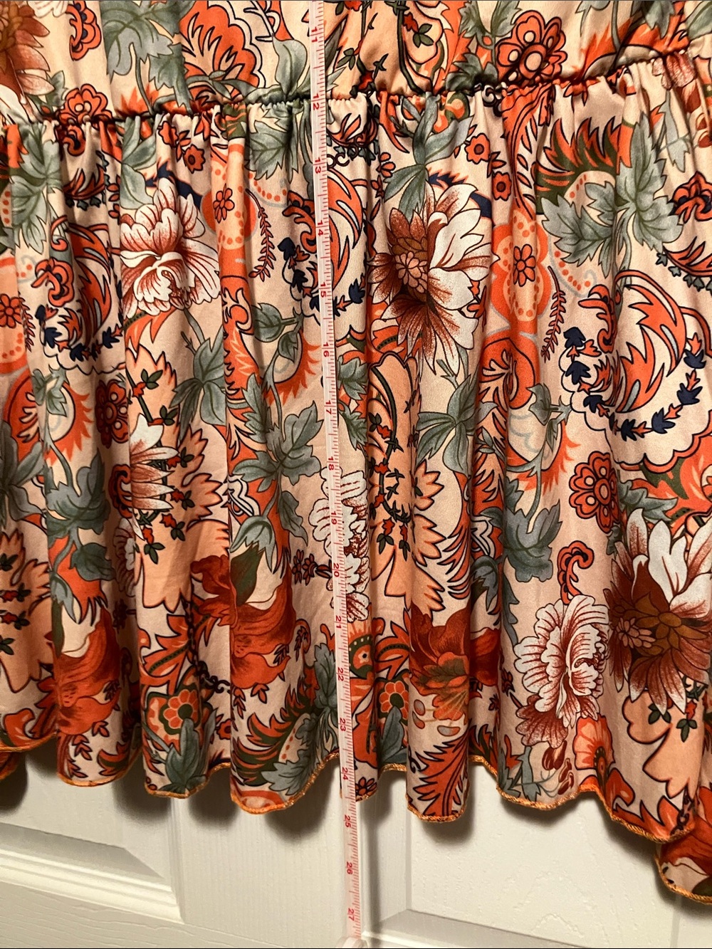 Floral Tie-Front Babydoll Top in Peach Orange - Picture 5 of 5